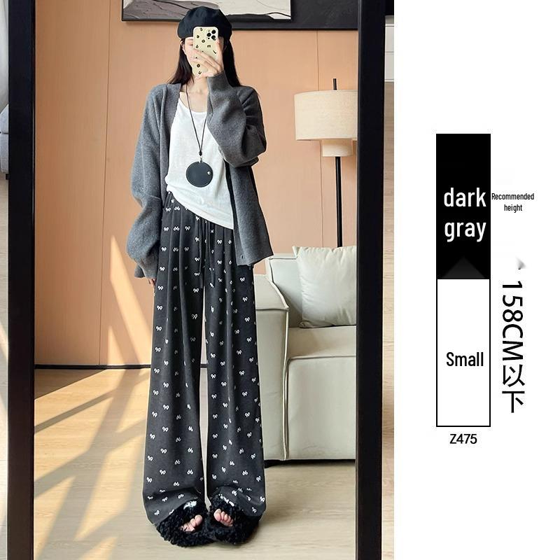 2025 Women's High Waist Soft Wide-Leg Pants with Bow, Slimming Fit, for Spring & Autumn