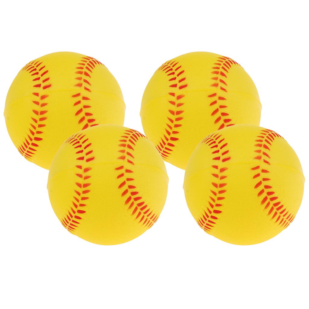 4x Safety Baseball Practice Training PU Softball Team Game Yellow