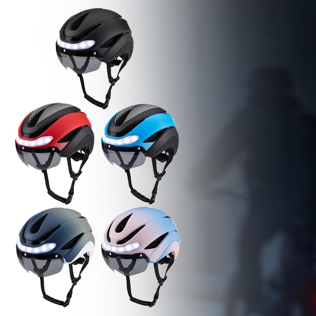 Fahrradhelm mit Licht Stoßabsorbierend Verstellbarer Kinnriemen Modern Sport