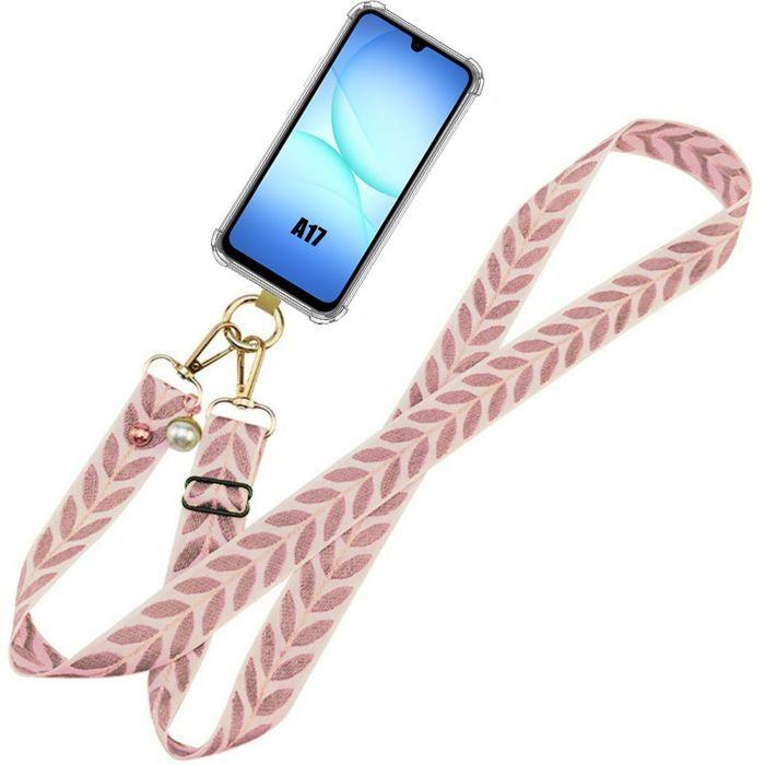 Hülle für Samsung Galaxy A17 4G/5G, Transparenter stoßfester Silikonschutz mit Umhängeband
