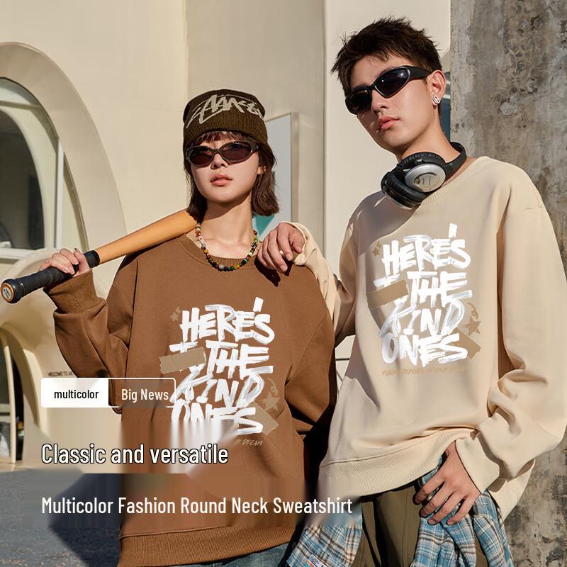 Baleno Men's 2025 Spring American Retro Graffiti Crewneck Sweatshirt