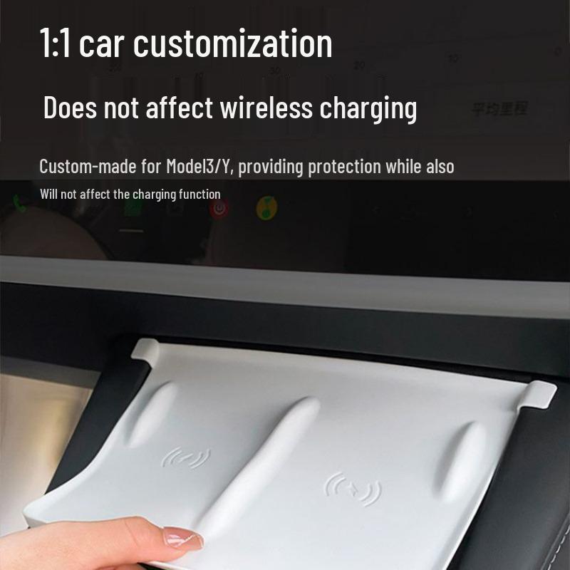 Tesla Model Y/3 Wireless Charging Anti-Slip Silicone Mat for Center Console Decoration