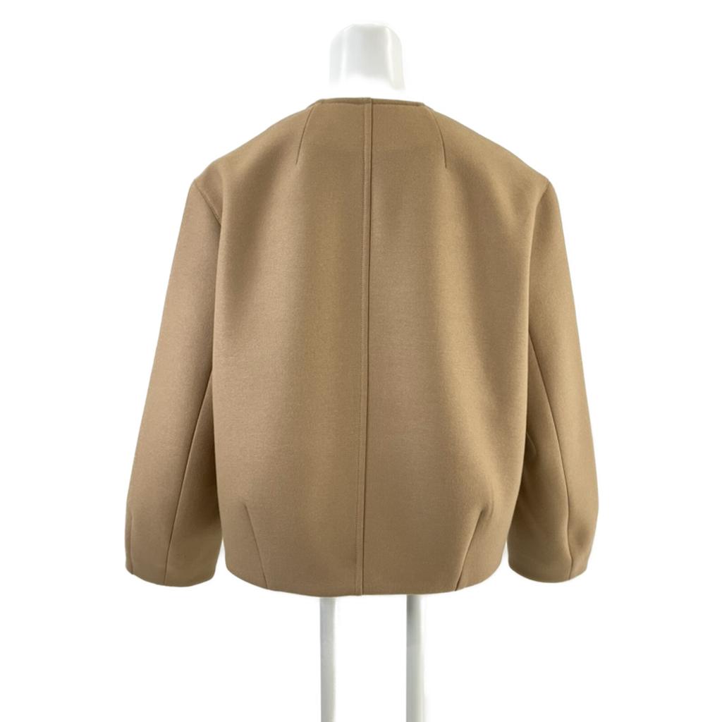 Mila Schoen [Good Condition] 500-21707 Light Flannel Bonding Collarless Jacket 44 beigeUsed