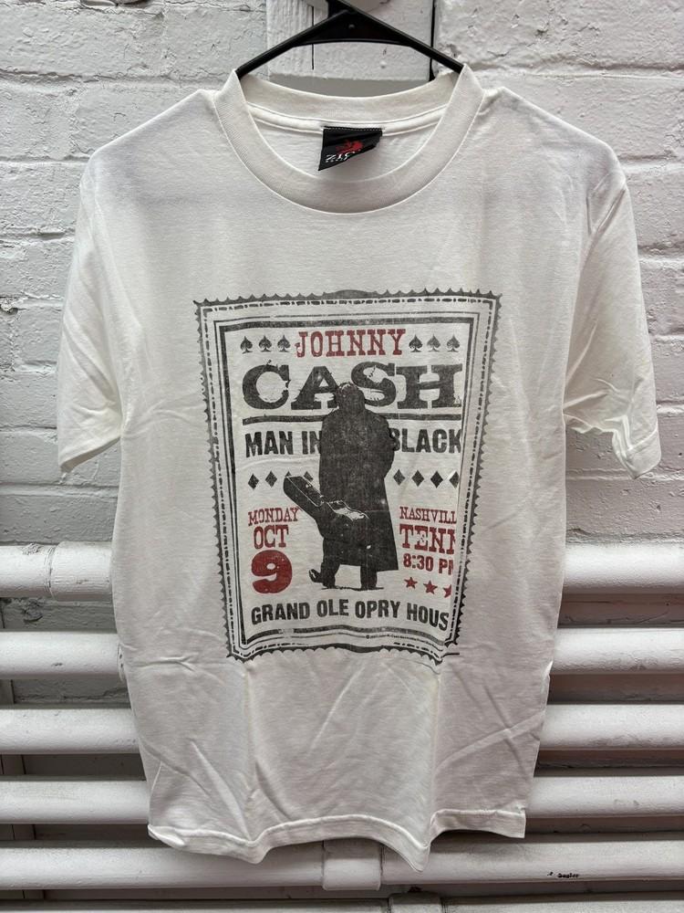 

Johnny Cash Man In Black Shirt Mens Small White Grand Ole Opry House 2007 Zion Unisex T-Shirt S