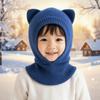 Solid Color Baby Knit Cap Thickened Warm Hooded Beanie Cute Scarf Cap for 2-6 Y Boys and Girls