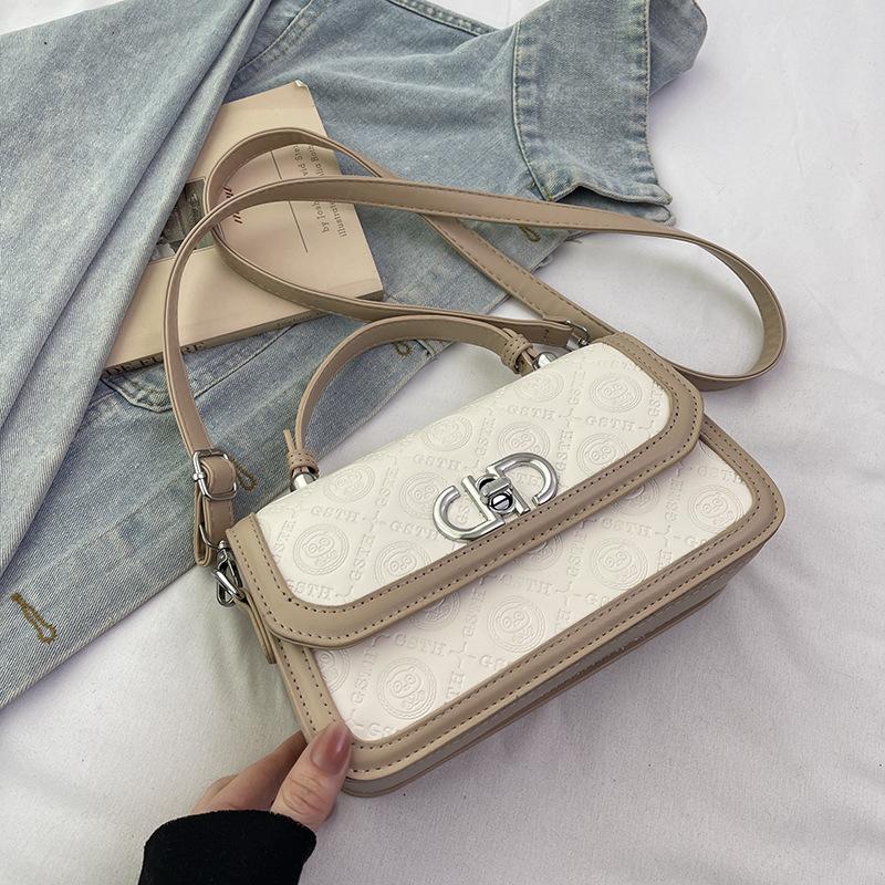 New Fashion Niche Design Contrasting Color Small Square Bag Versatile Portable Shoulder Messenger Women's Bag