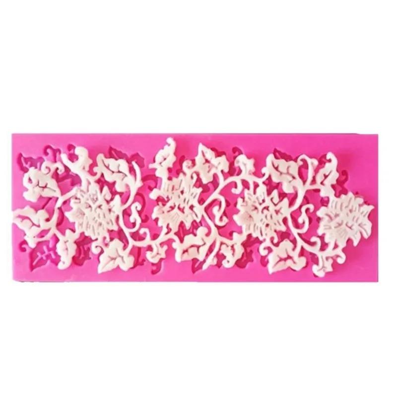 

Lace Flower And Leaf Sugar Process Silicone Lace Embossed Cake DIY Mold Candy Decoration Mold Pad Wholesale