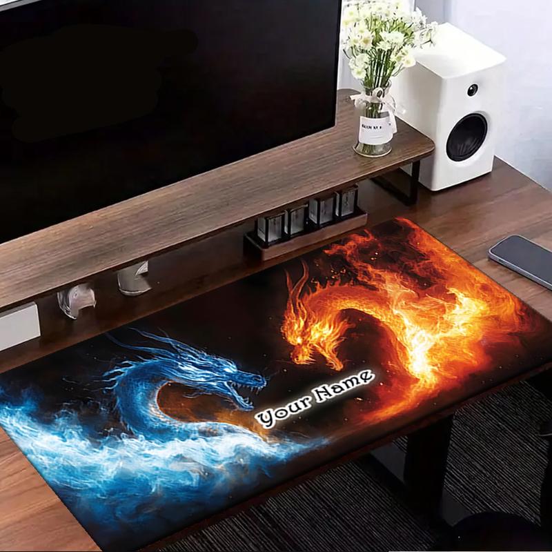 1PC Custom Name Flame Ice Dragons Mouse pad, keyboard and mouse desk pad, for computer notebook  Birthday Gift For Any Room Or Office