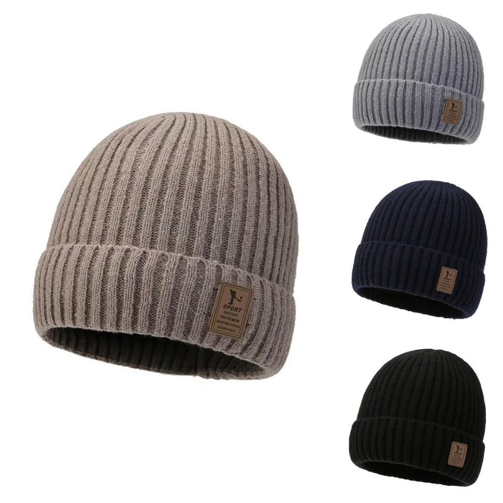 Gestrickte Wintermütze mit Buchstabenstickerei für Herren Kälteschutz