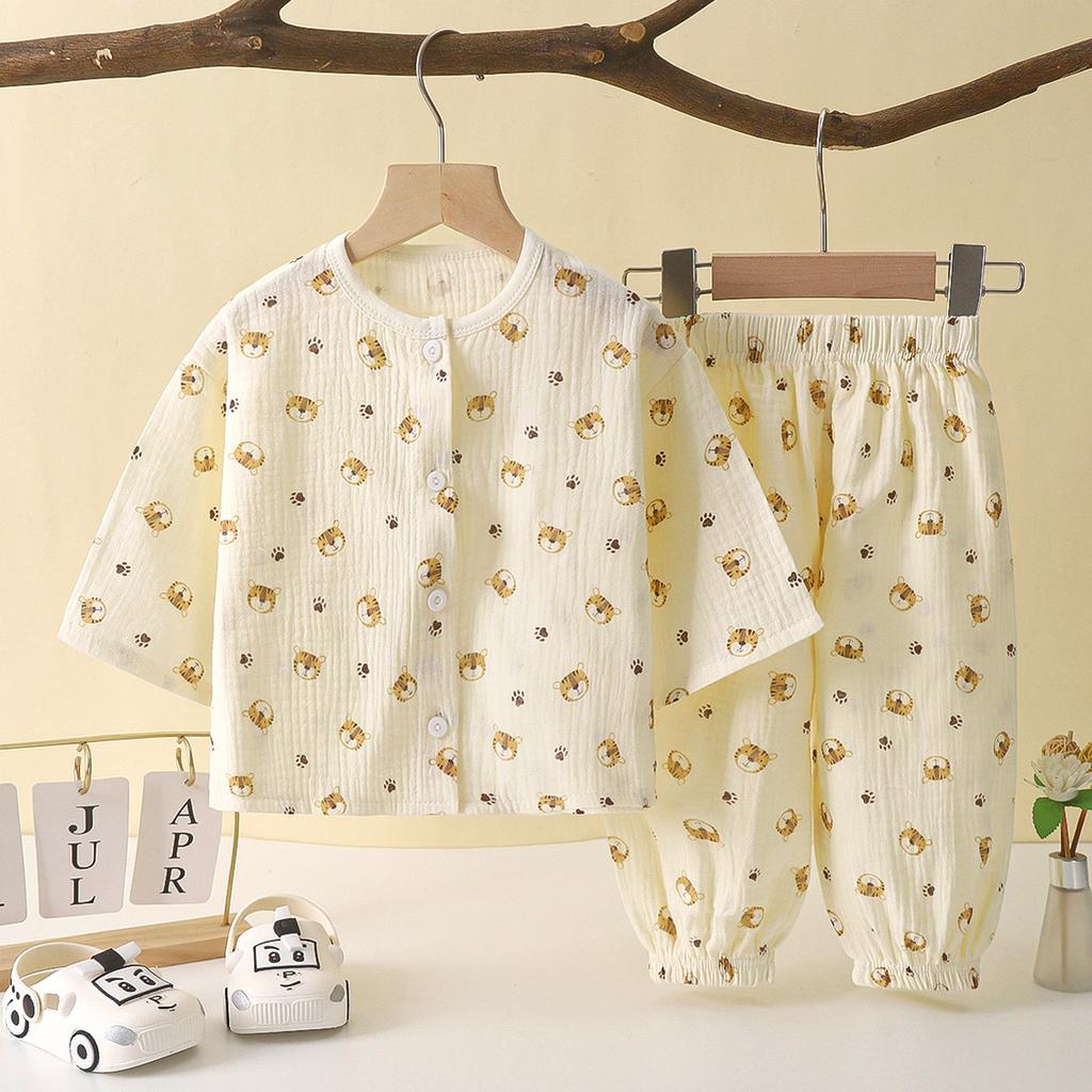Children's Lightweight Cotton T-shirt Set - Summer Boys' Pajama Set For Kids, Girls' Casual Home Wear 2-piece Set