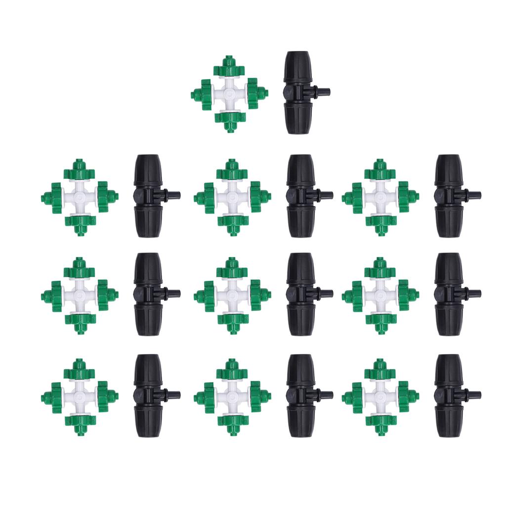 10 Sätze Nebeldüse Kunststoff Zerstäubungskreuzsprüher Zubehörset für Bewässerung