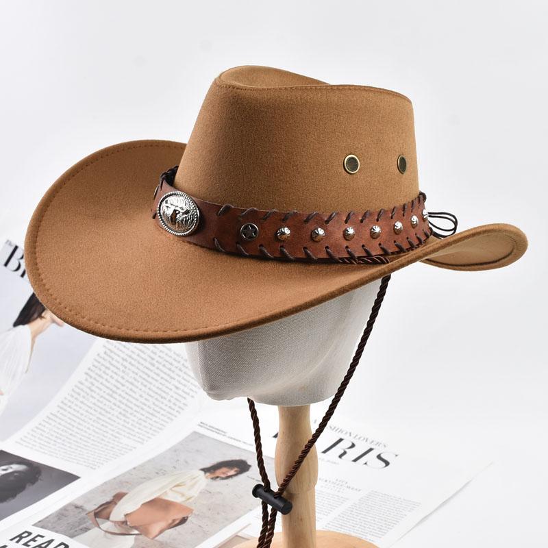 Vintage Szerokobrzegowe Kapelusze Westernowe Cowboy Kapelusze Outdoorowe Podróżne Kapelusz Cowgirl Jazzowy Święta Impreza Kapelusz Cosplay