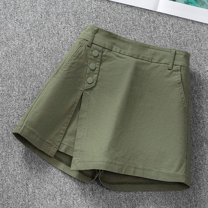 Spring/Summer 2026 Women s Elastic Waist High-Waist Versatile Wide-Leg Hot Shorts Skirt. S