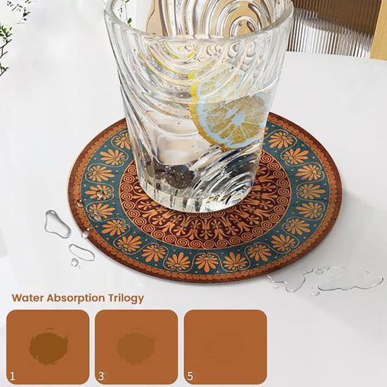 Bohemian Heat Resistant Placemats for Table Stain-Resistant Round Rubber Coasters Vintage Kitchen Dining Mats for Hot