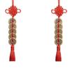 Reines Messing Fünf/Sechs Kaiser Münzen Anhänger mit Chinesischem Knoten, Rot-Gelb, Verdickt 2,5cm-2,8cm Kupfermünzen