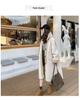 Beige Hooded Lambswool Mid-Length Coat - Thickened Korean Style, Loose Fit, Autumn/Winter Plush Jacket