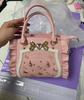 Sweet Landmine Series Pink Hand Bag Women Beading Ruffle Bow Handle Shoulder Crossbody Bags Ladies Fairycore Cute Tote Bag