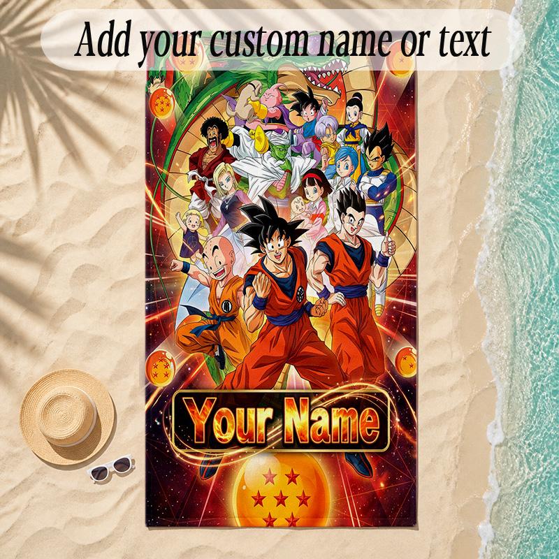Beach TowelDragon Ball Custom Name Text Personalized Soft Towel for Beach Pool Indoor Home Decor Gift
