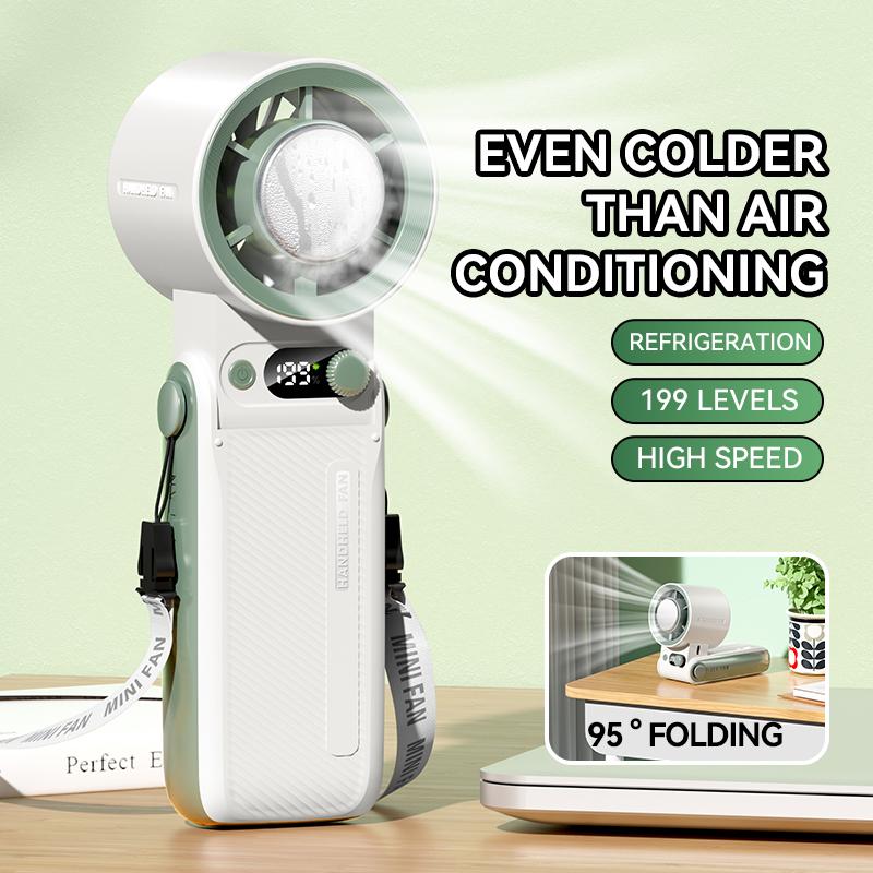 New JF168 ice pack high-speed fan with 199 speed regulation, long endurance, high wind power, handheld folding mini fan