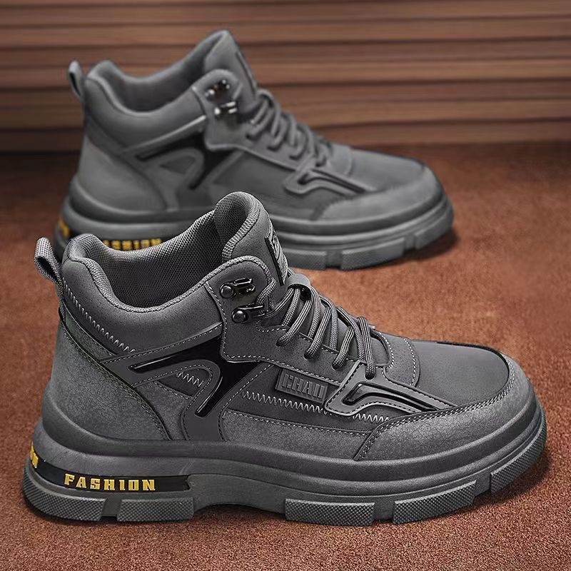 

Новая мужская обувь, зимняя утепленная хлопковая обувь с высоким берцем «Мартин», уличная рабочая одежда, сохраняющая тепло 44 серый