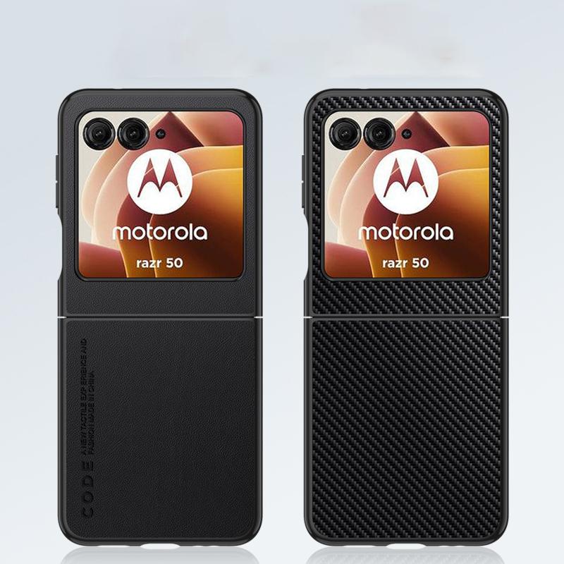 Schlichte Lederhülle für Motorola Razr 50 Ultra Matte Bumper Ultradünne stoßfeste Hartschalen-Telefonabdeckung für Moto Razr50Ultra Kameraschutzschale