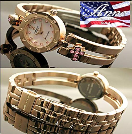 Paar Armbanduhr Don Clark Uhr Hochleistungs-Chronograph aus Japan ANNE Clark Uhr Rotgold Armband mit beweglichen Steinen 2er-Set Easy Belt