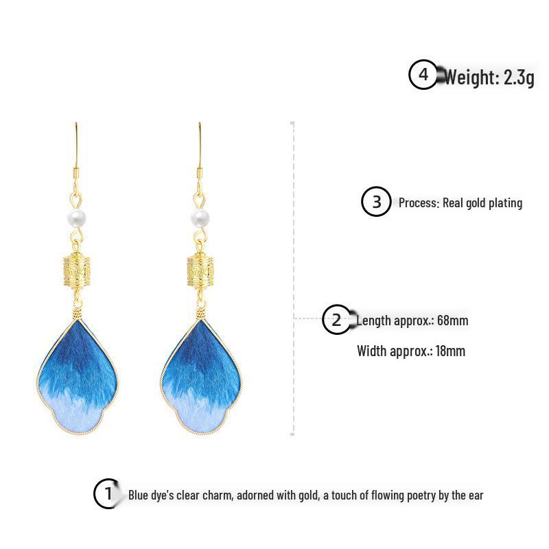 Chinese Heritage Velvet Flower Tie-Dye 925 Sterling Silver Earrings for Hanfu Qipao