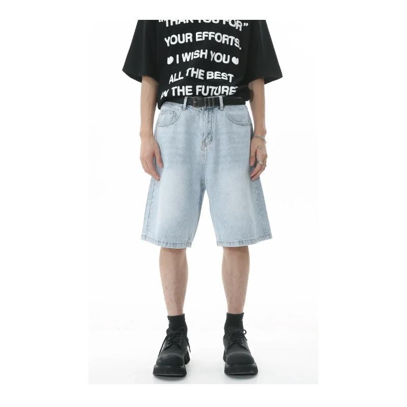 Vintage Pánské Džíny High Streets Široké Kalhoty Pánské Letní Baggy Džíny Džínové Šortky Streetwear Délka Ke Kolenům Krátké