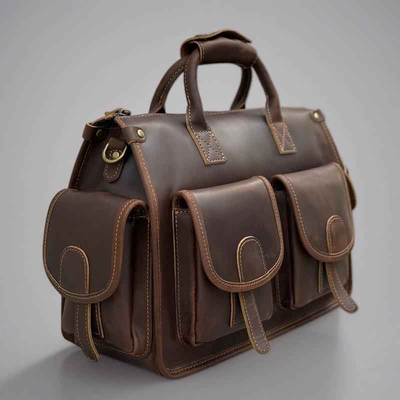 

Cowhide Men s Crossbody Bag, Vegetable Tanned Leather, Polished Leather, Official Document Handbag, High-end Feel, Business Men s Bag, Single Shoulder темно-коричневого кольору
