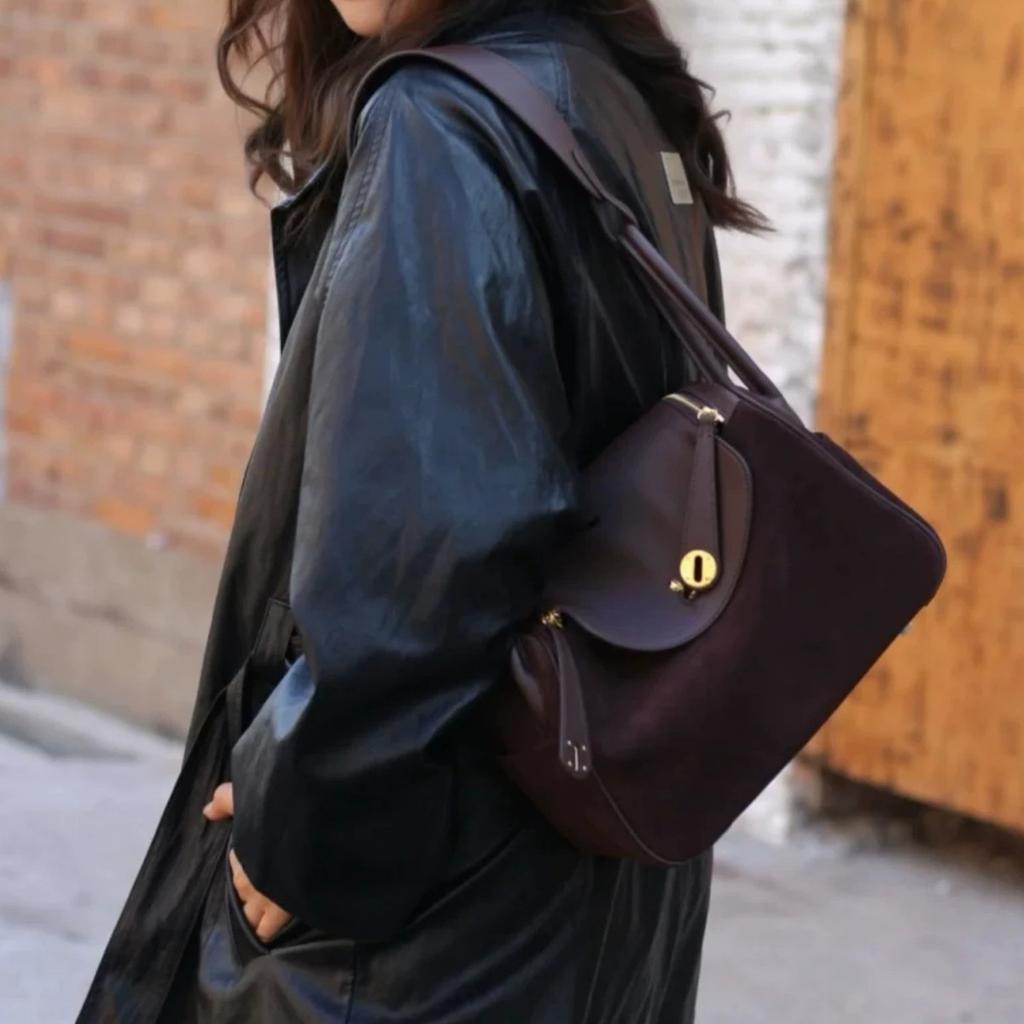 Autumn and Winter New Matte Leather LD Bag Suede Splicing Cowhide Large-capacity Pillow Handbag Women's Shoulder Doctor Bag