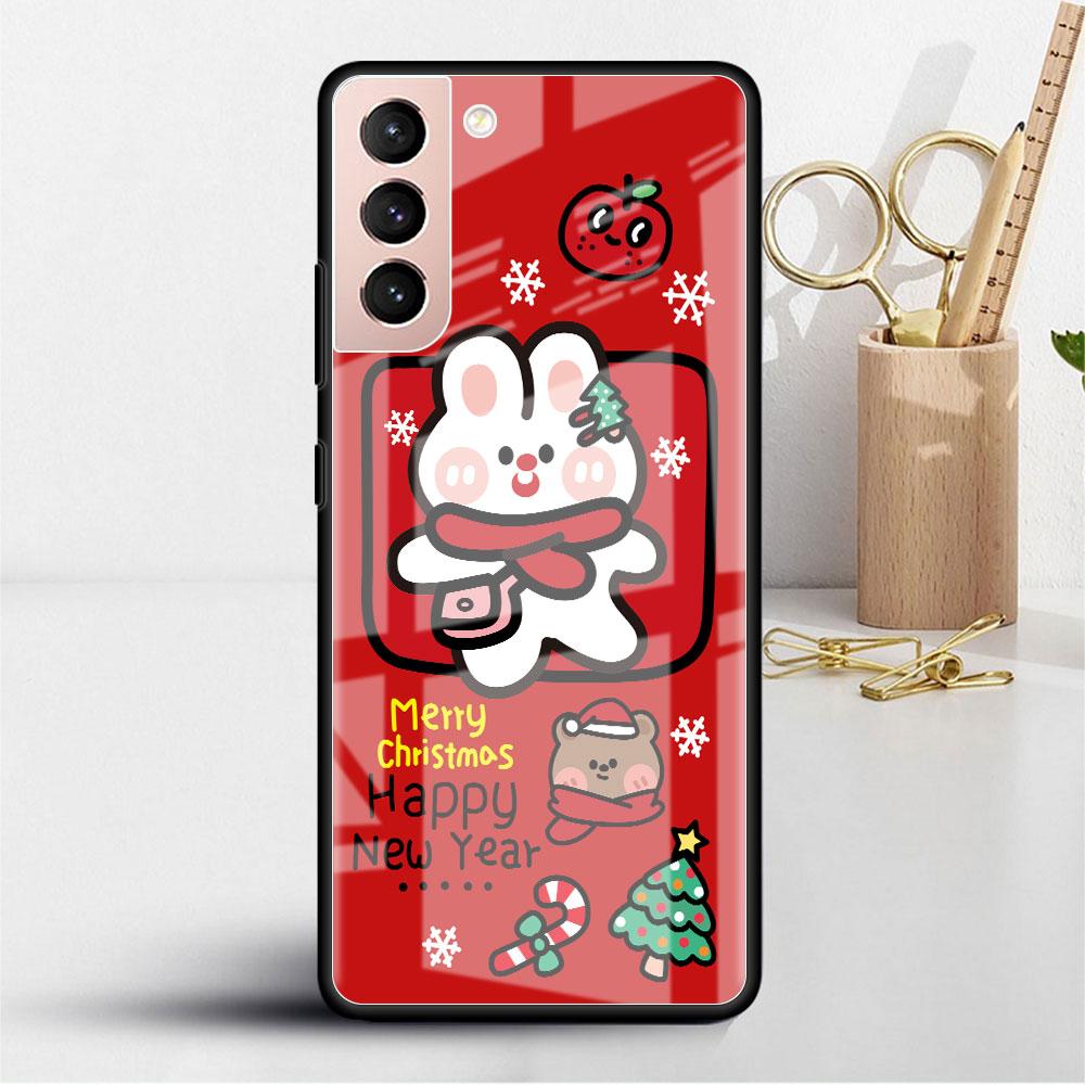 

Стеклянный чехол для Samsung Galaxy S22 S20 FE S21 5G S10 S9 Plus Note 10 20 Lite закаленный чехол для телефона с рождественским рисунком снеговика Leather