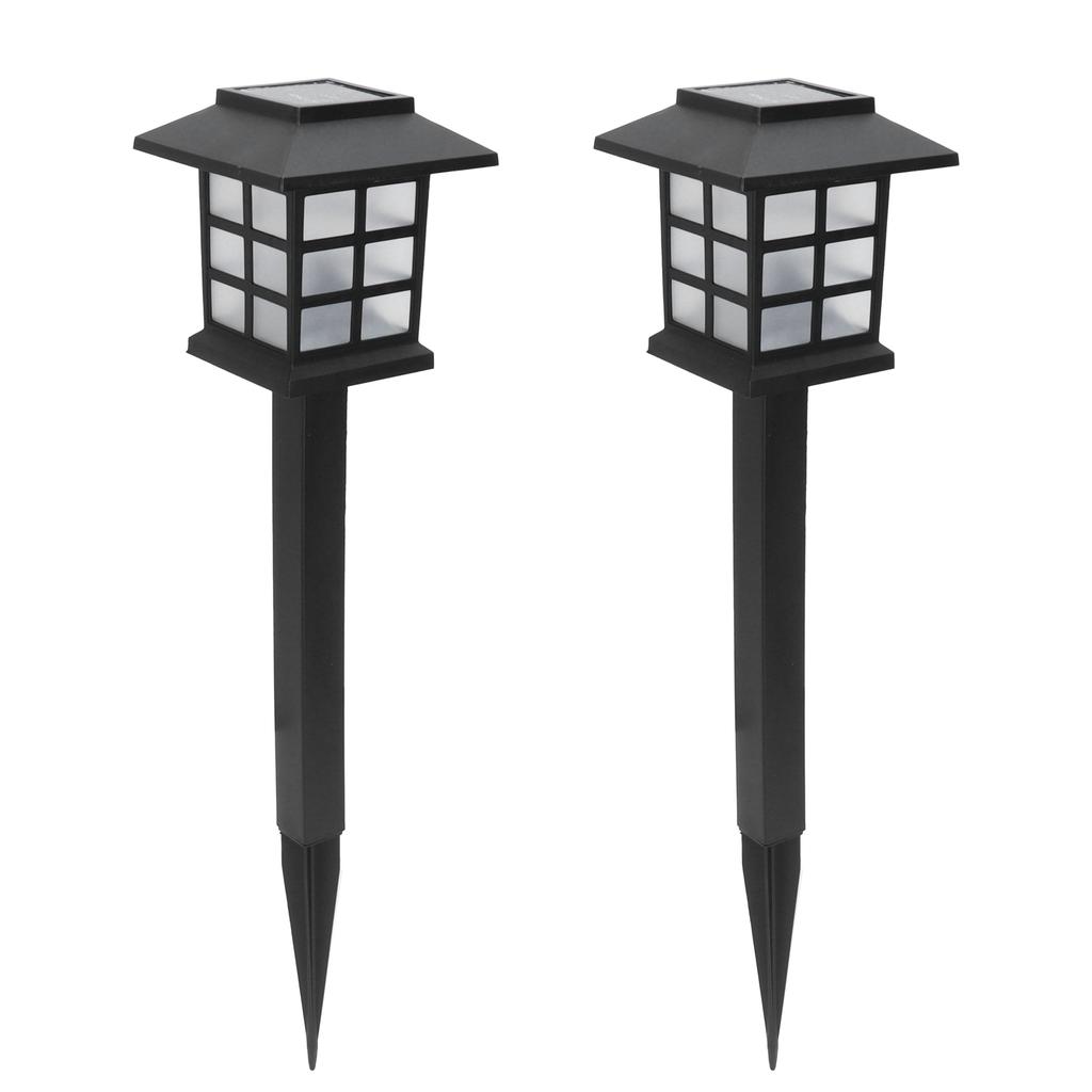 2Set LED Solar Lawn Light Waterproof Small House Shaped Stake Light Walkway Light White Light