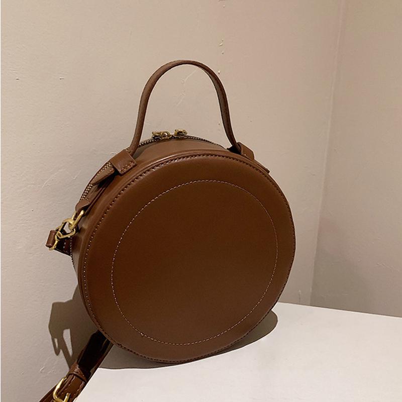 Mode Damen Einfarbig Runde Kleine Schulter Sling Tasche PU Leder All-match Design Umhängetasche