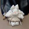 Cartoon Pearl Bow Skirt & Woolen Rabbit Keychain Charm