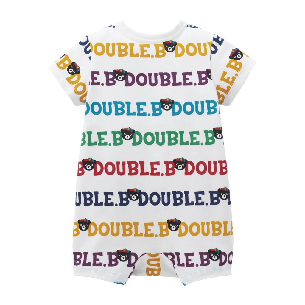 Miki House Double B Shortall Romper Short Sleeve Logo Bear Made in Japan Boys Girls Baby Kids Infant Baby Clothes Clothes 80cm Multicolor [Miki House]
