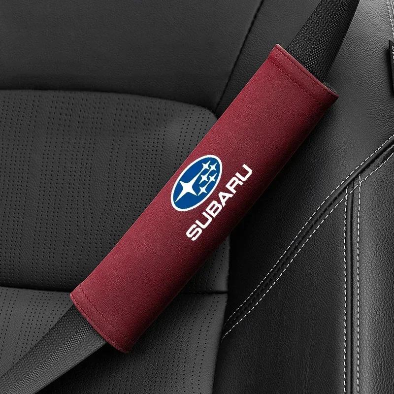 Leather Car Seat Belt Cushion Safety Belt Shoulder Protector Pad Accessories For Subaru XV Legacy WRX Forester Impreza GC8 STI ftet6