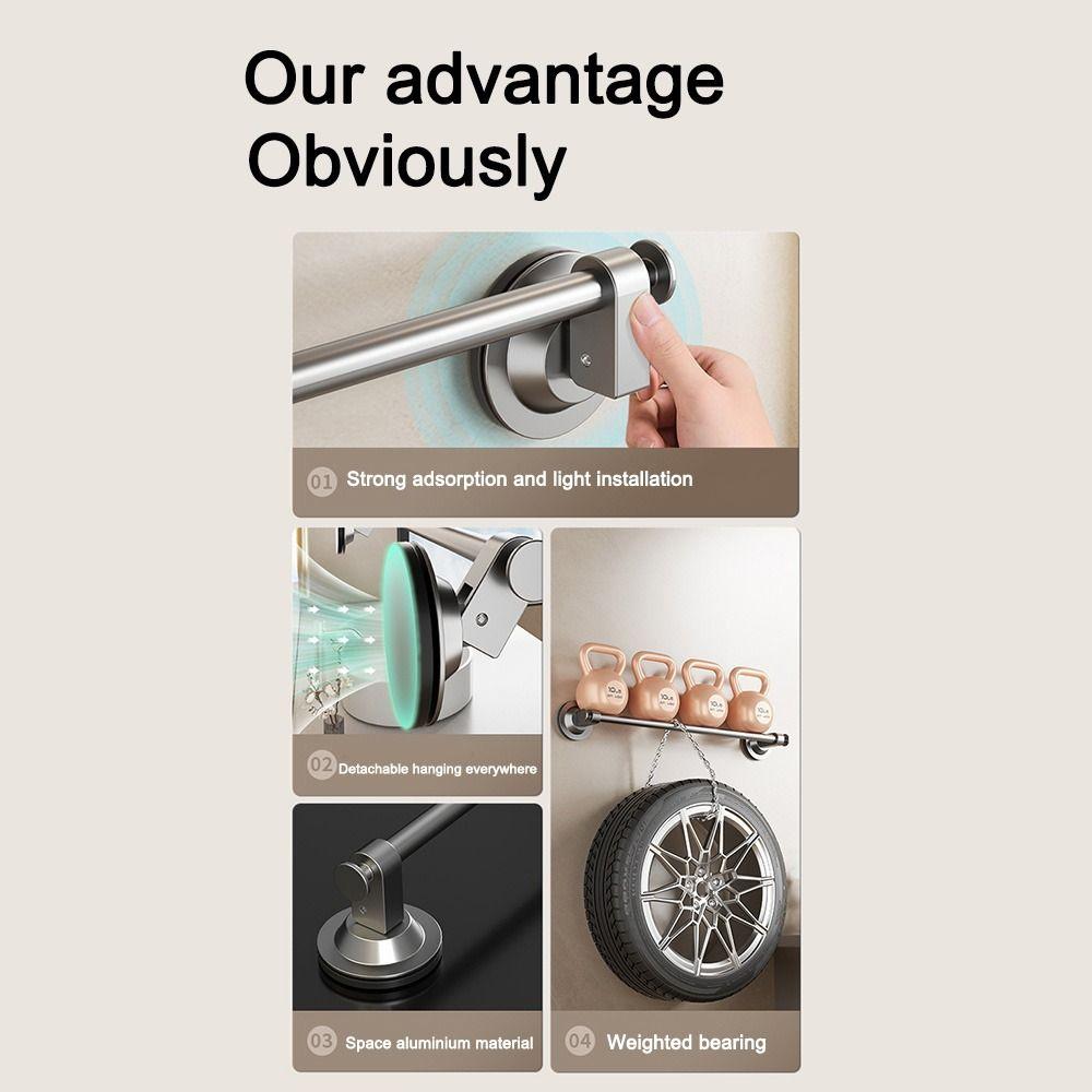 Uten boring Sterk sugekopp Håndklestativ Veggmontert Håndklestang Multifunksjonell Enkel stang