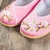 Soft Sole Floral Embroidery Satin Shoes Wear Resistant Hanfu Shoes Ballet Shoes  For Girl Women