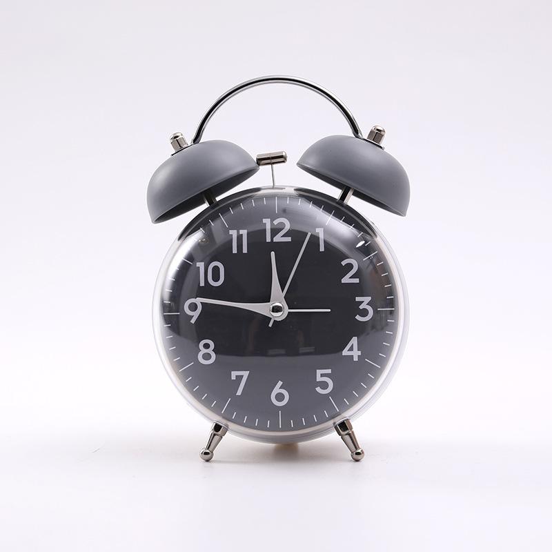

4-inch Student Alarm Clock with Extra-Large Dual Bells and a Creative, Personalized Dial. Classic Silent Student Alarm Clock Grey