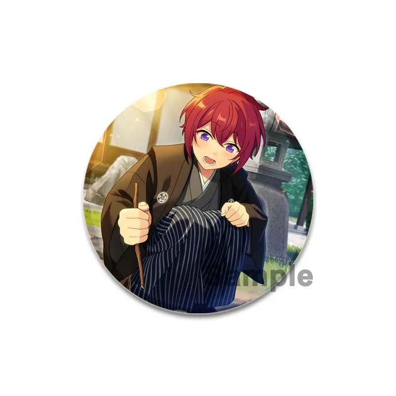 32/44/58mm Ensemble Stars Idol Round Brooch Cartoon Cosplay Badge Icons Lapel Pins for Backpack Gifts Tsukasa Suou