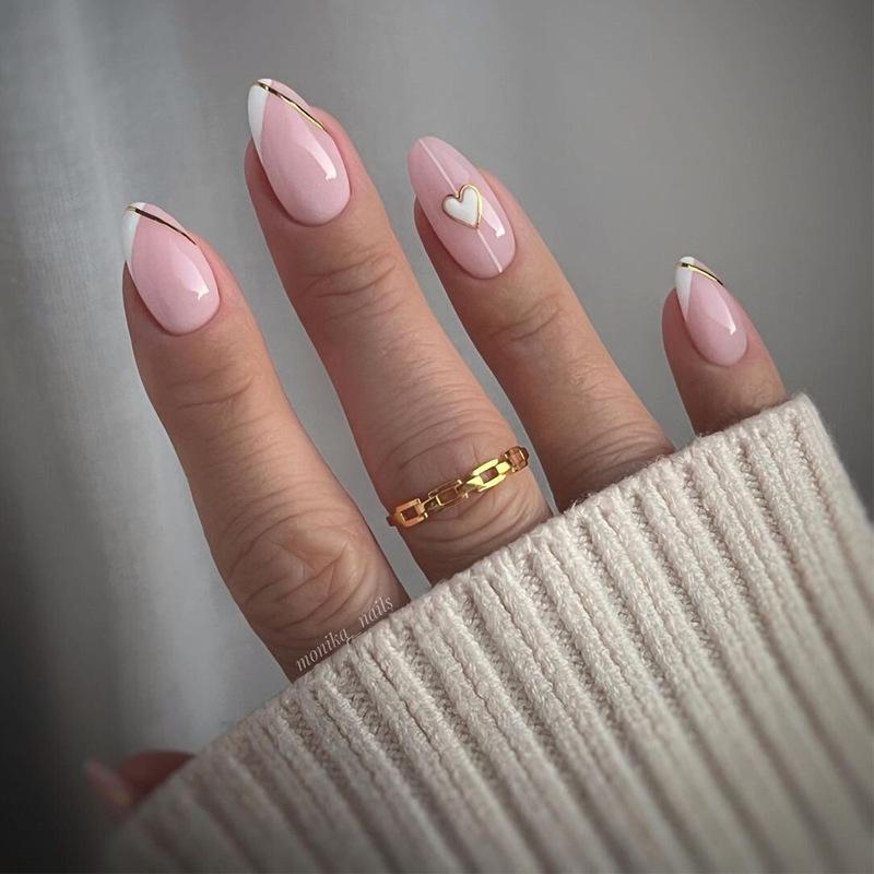 

Pink & White Heart Wearable Nail Art - Sweet Temperament Fake Nails Glue Set