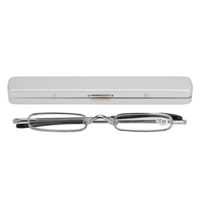 Cienkie Okulary do Czytania Małe Przenośne Stal Nierdzewna Metalowe HD Mini Okulary do Czytania z Etui Starsze Osoby Mężczyźni Kobiety