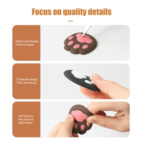 1/4Pcs 3D Cat Paw Wall Bumper Self-Adhesive Door Stopper Wall Protector Door Handle Wall Guard Shield Anti-collision Silencer Pad Buffer Sticker