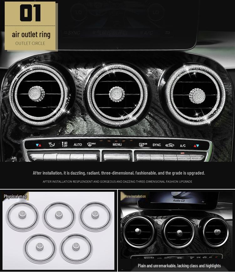 Mercedes-Benz C-Klasse/GLC/E-Klasse Mittelkonsolenverkleidung und Knopfdekoraufkleber.