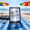 Sea Glass Flower And Bird Photo Frame, Home Desktop Decoration, Sea Glass Art Photo Frame Painting