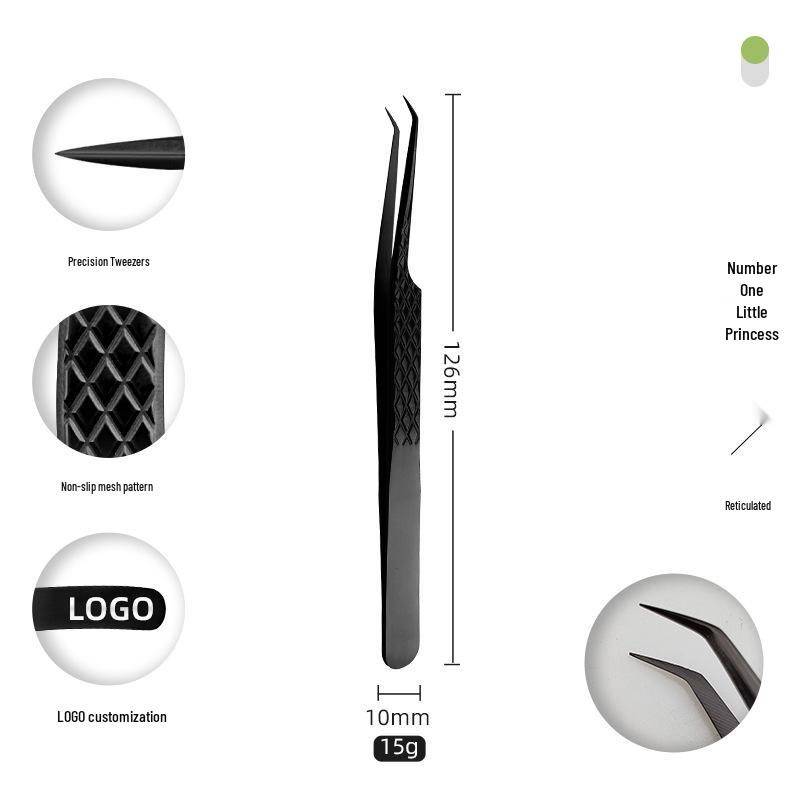 Golden Feather Stainless Steel Eyelash Tweezers for Grafting and Extensions
