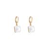 French retro geometric pearl square earrings women's niche design high-end ear buckle personalized fashion earrings