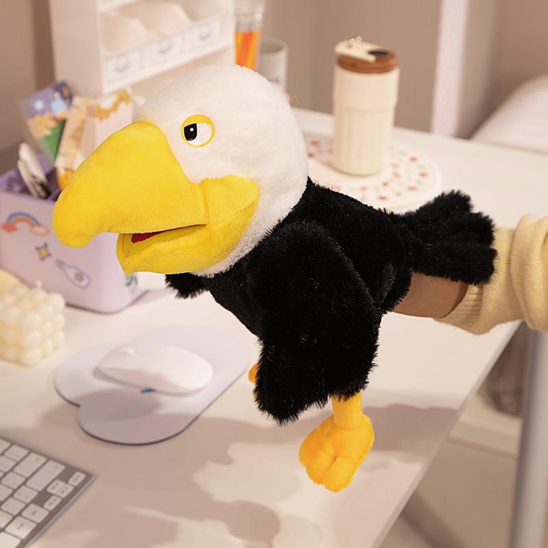 

35CM Funny Cartoon Animal Hand Puppets Stuffed Doll Simulation Toucan Parrot Bald Eagle Peacock Flamingo Owl Toys Family Gather 35cm