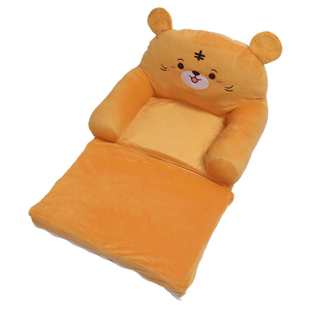 Kids Folding Sofa Plush Fabric Sponge Cartoon Pattern Toddler   Open Couch for Rest Rding