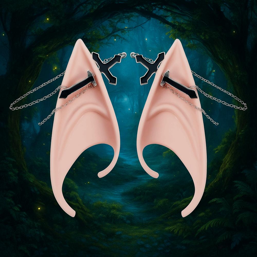 1pair Cross False Ears with Earring Ear Cuff Jewelry Cute Elf Ears  Role Play